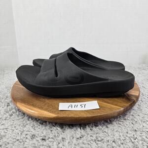 Oofos Mens 9 Ooahh Black Recovery Comfort Casual Daily Lifestyle Slide Sandals